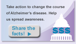 Take action to change the course of Alzheimer's disease. Help us spread awareness. Share the Facts.