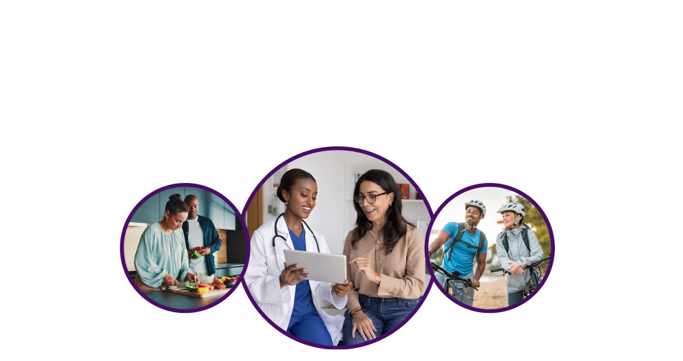 Brain Health Advancement Institute logo and people engaging in healthy habits like balanced nutrition and exercise.