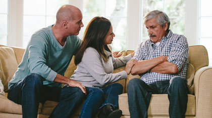 Family members comfort person living with anosognosia