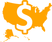 Dollar sign icon on top of USA
