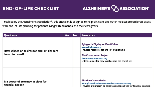 Checklist: End-of-Life Planning