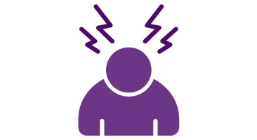 Graphic of a person with zig zag lines coming from their head, indicating stress.