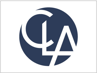 Clifton Larson blue and white logo.