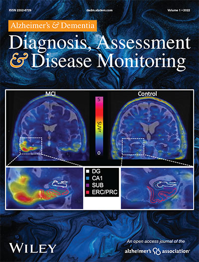 Sample cover of Alzheimer's & Dementia®: Diagnosis, Assessment, & Disease Monitoring (DADM) journal