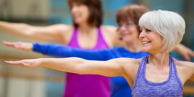Exercise class showing older women