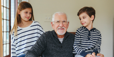Grandfather with two grandchildren