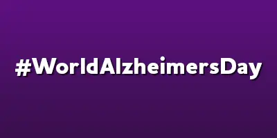 #WorldAlzheimersDay on a purple background